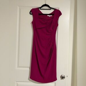 Pink / Magenta LK Bennett bodycon midi dress with ruching detailing. Size 6